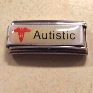Autistic medical alert sign 9mm laser Italian charm bracelet super link new